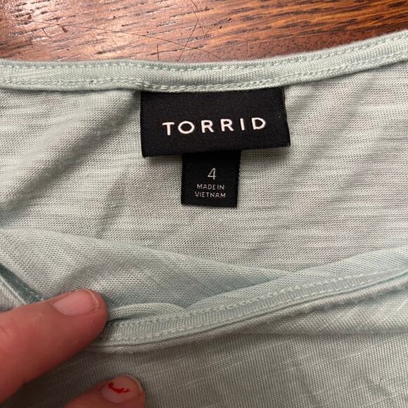 TORRID Plus Size 4 (26) Off-Shoulder Featherlight Slub Tee Mint Green - Picture 6 of 11